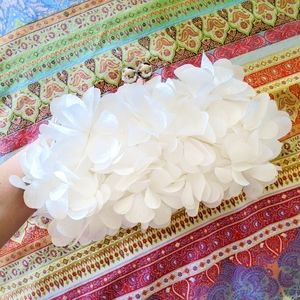 Beautiful 3D Floral Textured Off White Clutch